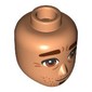 Minidoll Head Male, Reddish Brown Eyebrows, Goatee, Stubbles, Wrinkles