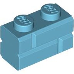 LEGO part 98283 Brick Special 1 x 2 with Masonry Brick Profile in Medium Azure