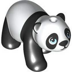 LEGO part 111383pat0001pr0001 Animal, Panda, Adult with Bright Blue Eyes print in White