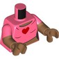 Torso, Dual Molded Arms, Shirt/Cropped Top, Red Heart print, Coral Sleeves Pattern, Medium Nougat Arms and Hands