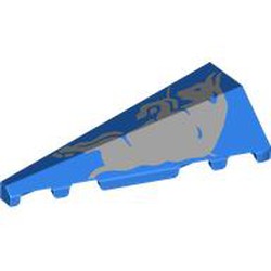 LEGO part 3504pr0004 Wedge Sloped 2 x 5 Left with Silver Bull print in Bright Blue/ Blue