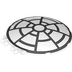 LEGO part 5950pr0002 Dish 8 x 8 with Click Hinges with print in Transparent/ Trans-Clear