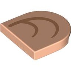 LEGO part 5520pr0002 Tile Round 2 x 2 Half Circle with print in Light Nougat
