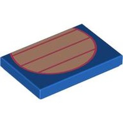 LEGO part 26603pr0171 Tile 2 x 3 with Light Nougat Belly, Coral Lines print in Bright Blue/ Blue