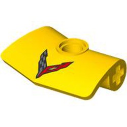 LEGO part 2457pr0001 Technic Panel Fairing 2 x 3 x 1 #3 Angled with Corvette Logo print in Bright Yellow/ Yellow