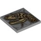 Tile 4 x 4 with Tan/Reddish Brown T-Rex Skeleton in Rock print