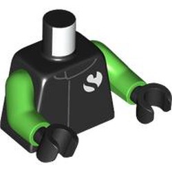 LEGO part 973c06h03pr0002 Torso, Bright Green Arms, Black Hands with print in Black