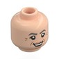 Minifig Head Pomona Sprout, Dark Bluish Grey Eyebrows, Crows Feet, Smile/Smirk