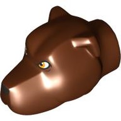 LEGO part 7090pr0001 Animal Body Part, Dog Head with Orange Eyes Print (Fluffy) in Reddish Brown