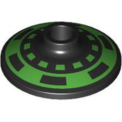 LEGO part 4740pr0032 Dish 2 x 2 Inverted [Radar] with Bright Green Circle, Rectangles print in Black