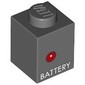Brick 1 x 1 with 'BATTERY', Red Dot print