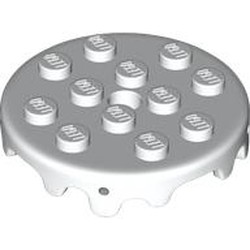 LEGO part 65702 Plate Special Round 4 x 4 with Melting Drops on Sides in White