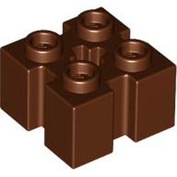 LEGO part 90258 Brick Special 2 x 2 with Grooves and Axle Hole in Reddish Brown