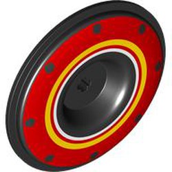 LEGO part 4472pr0001 Wheel Cover for Wheel 34 x 56 with Red, Yellow, White Circles print in Black