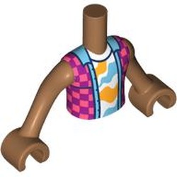 LEGO part 11408c02pr0013 Minidoll Torso Boy with Medium Nougat Arms and Hands with print in Medium Nougat