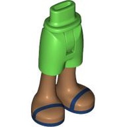 LEGO part 5789c01pr0005 Minidoll Hips and Mid-Length Shorts with print in Bright Green