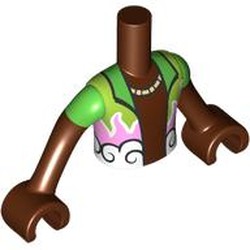 LEGO part 11408c06pr0010 Minidoll Torso Boy with Reddish Brown Arms and Hands with print in Reddish Brown