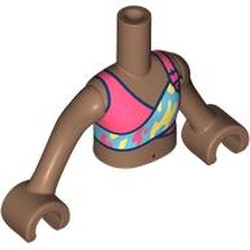 LEGO part 92456c16pr0012 Minidoll Torso Girl with Medium Brown Arms and Hands with print in Medium Brown
