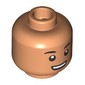 Minifig Head Sig Greebling, Black Eyebrows, Open Mouth Smile / Worried