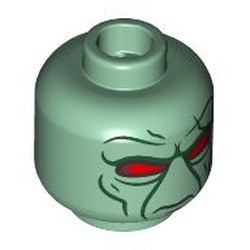 LEGO part 28621pr9643 Minifig Head with print in Sand Green