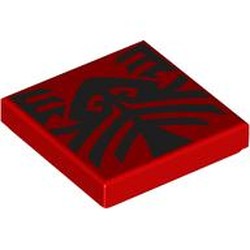 LEGO part 3068bpr9319 Tile 2 x 2 with Black Tattoo Decoration print in Bright Red/ Red