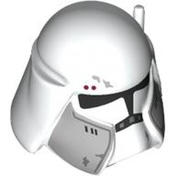 LEGO part 7250pr0001 Helmet, Clone Commander with Black Visor, Light Bluish Grey Markings, Dark Red Dots print in White
