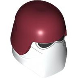 LEGO part 7252pr0001 Helmet, Galactic Marine with Black Visor, Dark Red Top print in White