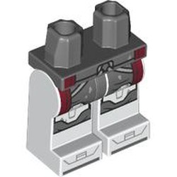 LEGO part 970c27pr0047 Hips and White Legs with print in Dark Stone Grey / Dark Bluish Gray