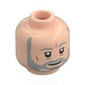 Minifig Head Obi-Wan Kenobi, Light Bluish Grey Eyebrows, Full Beard, Nougat Wrinkles, Neutral / Open Mouth