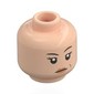 Minifig Head Black Eyebrows, Peach Lips, Stern Stare
