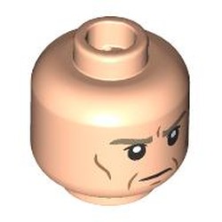 LEGO part 28621pr9549 Minifig Head Director Krennic, Dark Tan Eyebrows, Nougat Lines, Stern / Open Mouth Angry in Light Nougat