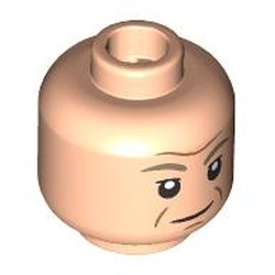 LEGO part 28621pr9550 Minifig Head Admiral Motti, Dark Tan Eyebrows, Nougat Lines, Thin Smile / Scared, Worried in Light Nougat