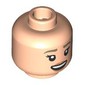 Minifig Head Dr. Ellie Sattler, Dark Brown Eyebrows, Peach Lips, Open Mouth Smile/Black Sunglasses, Surprised
