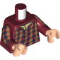 Torso, Plaid Dark Blue/Orange/Olive Green Sweater, Tan Shirt print, Dark Red Arms, Light Nougat Hands