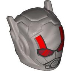 LEGO part 46534pr0004 Helmet with Antennae with print in Silver Metallic/ Flat Silver