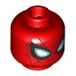 Minifig Head Spider-Man, Dark Red Webs, Black/Metal Blue/White Eyes, Silver Markings