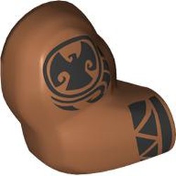 LEGO part 10124pr0002 Bigfig Arm, Right with Black Hawaiian Tattoos (Maui) Print in Sienna Brown