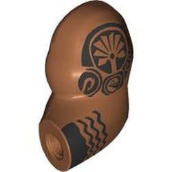 LEGO part 10154pr0002 Bigfig Arm, Left with Black Hawaiian Tattoos Print (Maui) in Sienna Brown