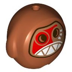 LEGO part 6330pr0008 Pillow Plush Toy, Kakamora with Nougat Face, Shite Sharp Teeth, Red Paint in Dark Orange