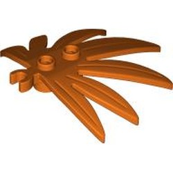 LEGO part 10884 Plant, Leaves 6 x 5 Swordleaf with Clip [Thick Open O Clip] in Reddish Orange