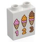 Duplo Brick 1 x 2 x 2 with Bottom Tube with '1 2 3', 3 Sizes Icecreams print