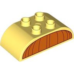 LEGO part 98223pr0042 Duplo Brick 2 x 4 Curved Top with Orange Pumpkin Top print in Cool Yellow/ Bright Light Yellow