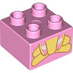 LEGO part 3437pr9972 Duplo Brick 2 x 2 with Plush Bunny, Bottom Half print in Light Purple/ Bright Pink