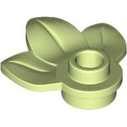 LEGO part 32607 Plant, Plate 1 x 1 Round with 3 Leaves in Spring Yellowish Green/ Yellowish Green