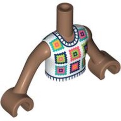 LEGO part 92456c16pr0013 Minidoll Torso Girl with Medium Brown Arms and Hands with print in Medium Brown