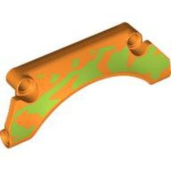 LEGO part 42531pr0003 Technic Panel Car Mudguard Arched 9 x 2 x 3 with Lime Splotches print in Bright Orange/ Orange