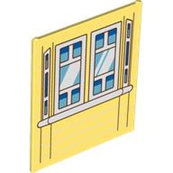 LEGO part 42509pr0013 Glass for Frame 1 x 6 x 6 with Red Roof / Shower Accessories print in Cool Yellow/ Bright Light Yellow