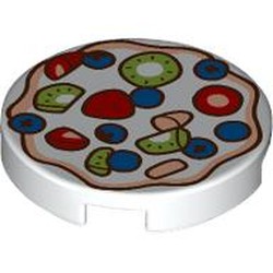 LEGO part 14769pr9955 Tile Round 2 x 2 with Pavlova print in White
