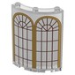 Panel 4 x 4 x 6 Quarter Cylinder with Gold Arched Windows, Dark Red Lattice print