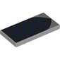 Tile 2 x 4 with Blue Arched Window, Black Lattice print